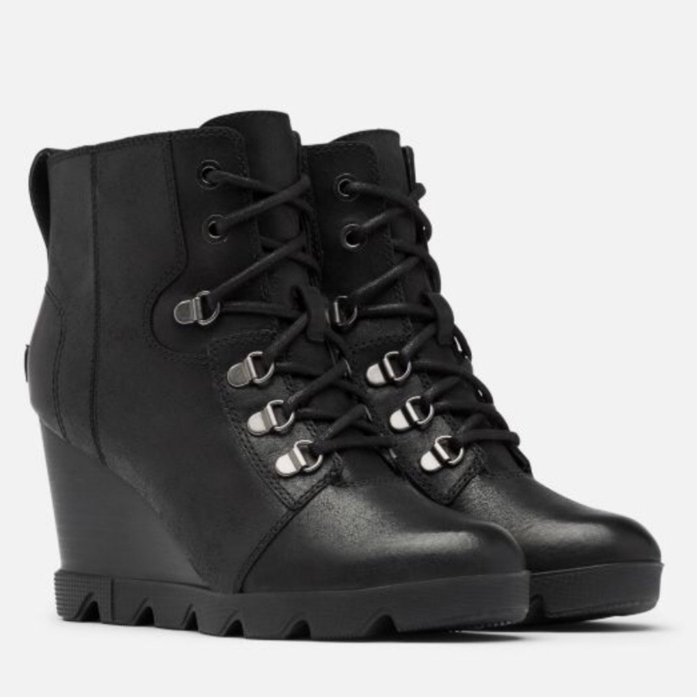 Sorel Joan Uptown wedge boots lace up black